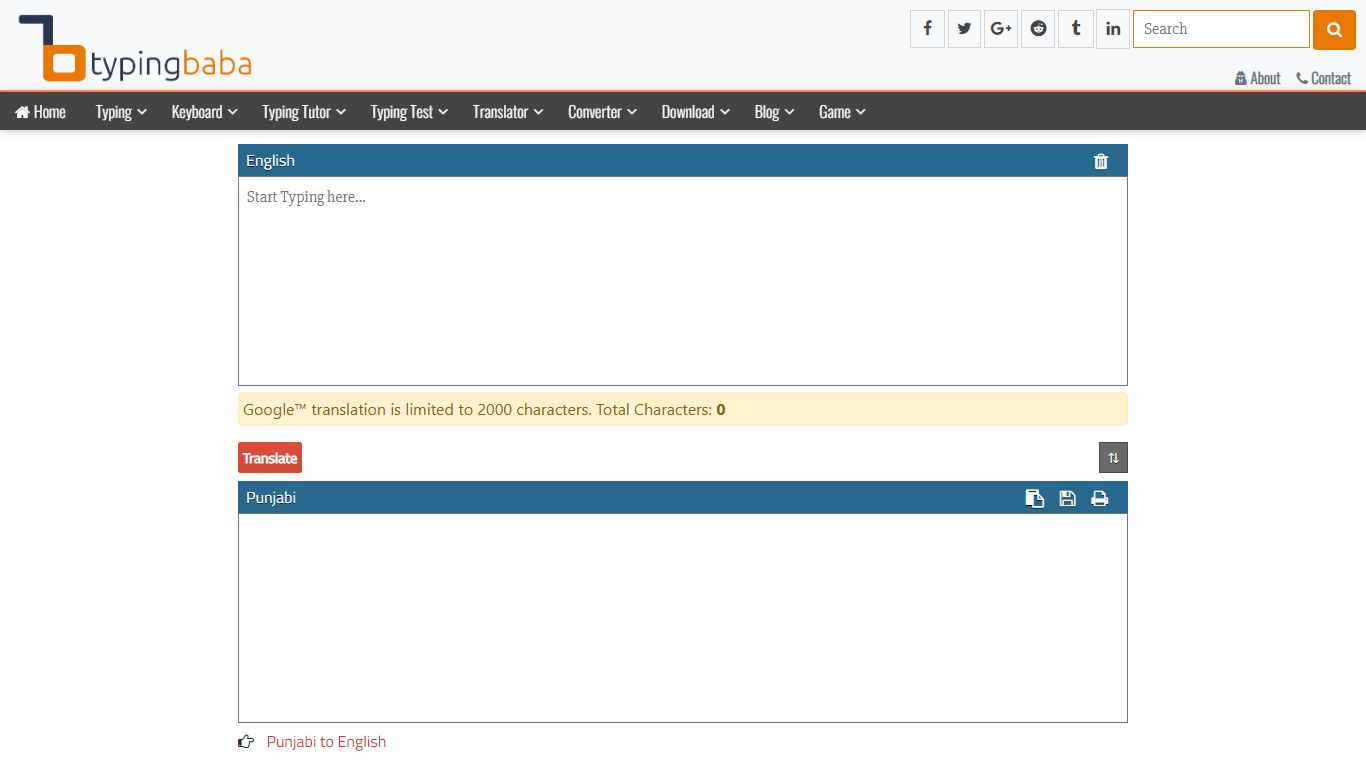 English To Punjabi Translation | Online Converter - Typing Baba